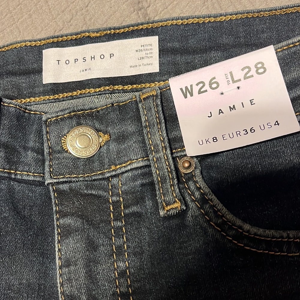๐ฅ๐HOST PICK๐๐ฅ NWT $80 Topshop Jamie skinny jeans with ripped hem size 4 - Picture 8 of 14
